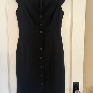 Calvin Klein Black Midi Dress with Button Detail